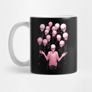 Pink preppy skeleton with skull balloons Mug